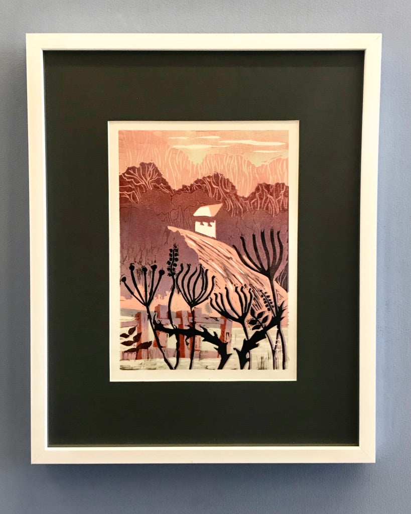 Farm is red, reduction print. 42x52cm run of 2